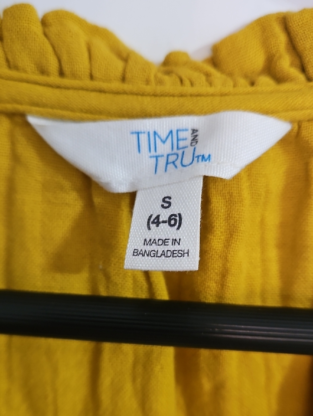 Time and Tru Mustard Yellow V-Neck Ruffle Hem Maxi Dress S (4-6) - Picture 2 of 4